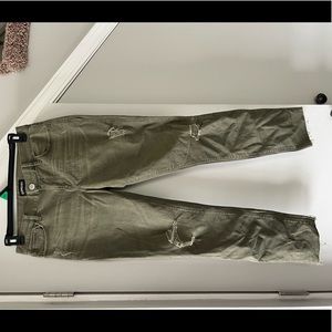 Express Army Green Ripped Skinny Jeans Size 8R
